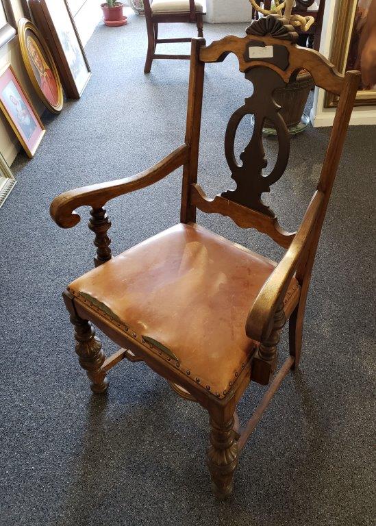 Solid wood chair with leather top