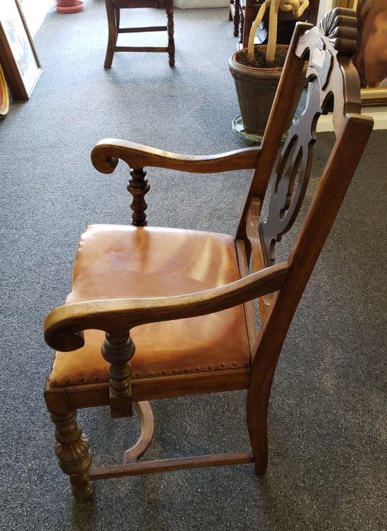 Solid wood chair with leather top