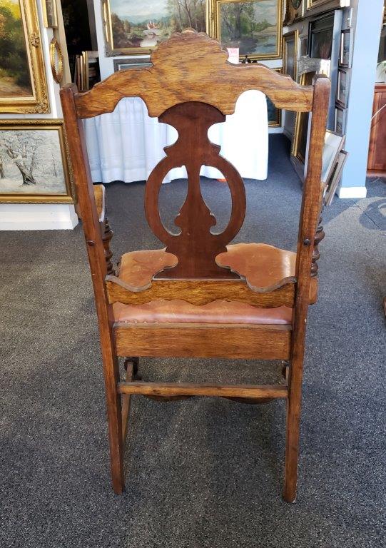 Solid wood chair with leather top