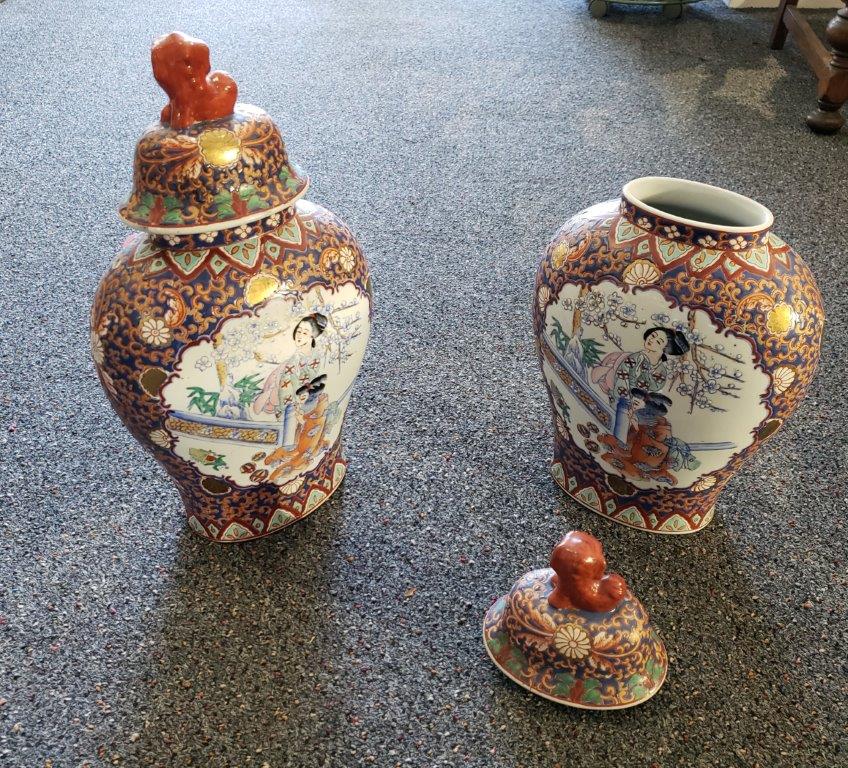 Pair of Chinese Porcelain Temple Jars